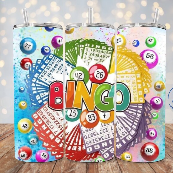 Bingo Ball Tumbler, Bingo Ball Cup, Bingo Player Gift, Colorful Bingo 20oz Mug - Picture 1 of 7